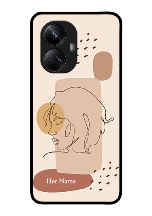 Realme 10 Pro Plus 5G Photo Printing on Glass Case - Calm Woman line art Design