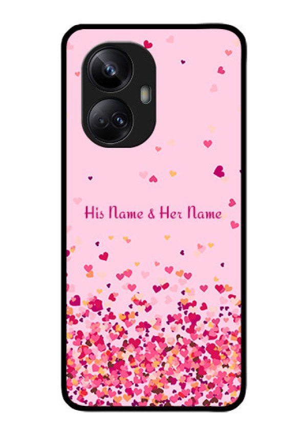 Realme 10 Pro Plus 5G Photo Printing on Glass Case - Floating Hearts Design