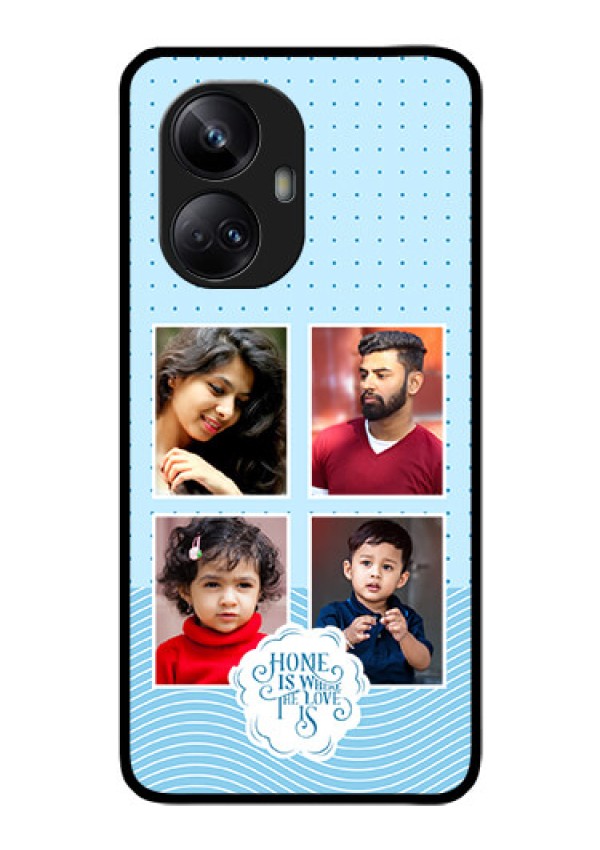 Realme 10 Pro Plus 5G Custom Glass Phone Case - Cute love quote with 4 pic upload Design