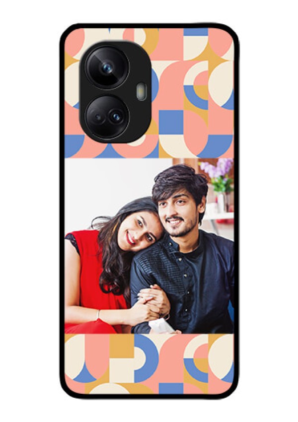 Realme 10 Pro Plus 5G Photo Printing on Glass Case - Semi-circle Maze Pattern Design