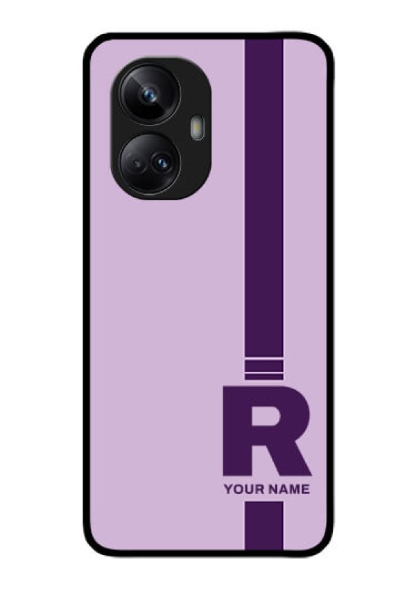 Realme 10 Pro Plus 5G Photo Printing on Glass Case - Simple dual tone stripe with name Design