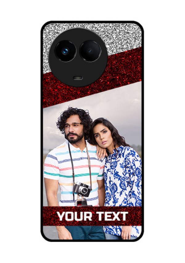 Realme 11 5G Personalized Glass Phone Case - Image Holder with Glitter Strip Design