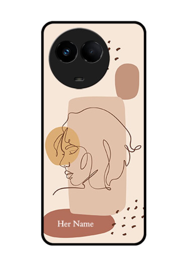 Realme 11 5G Photo Printing on Glass Case - Calm Woman line art Design
