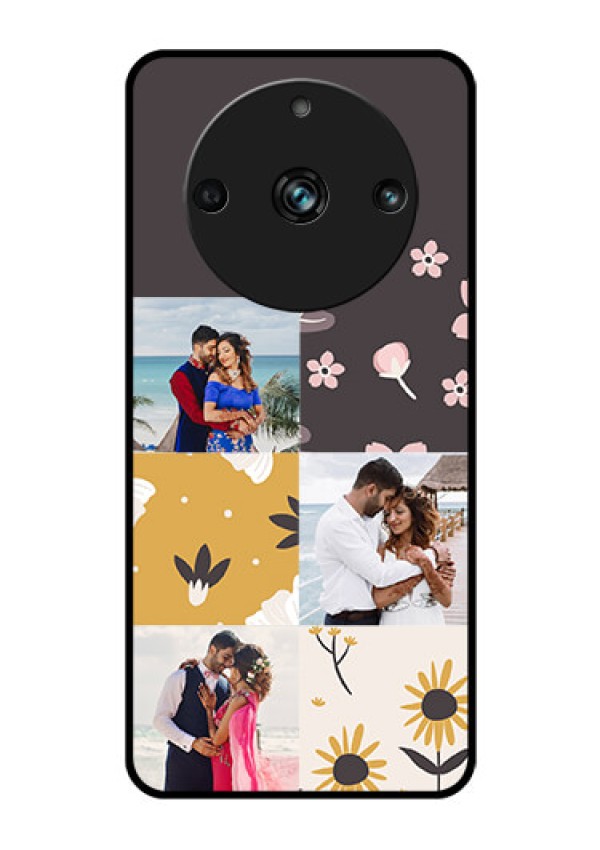 Realme 11 Pro 5G Photo Printing on Glass Case - 3 Images with Floral Design