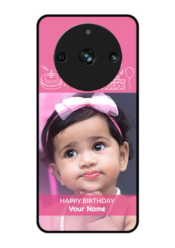 Realme 11 Pro 5G Photo Printing on Glass Case - with Birthday Line Art Design