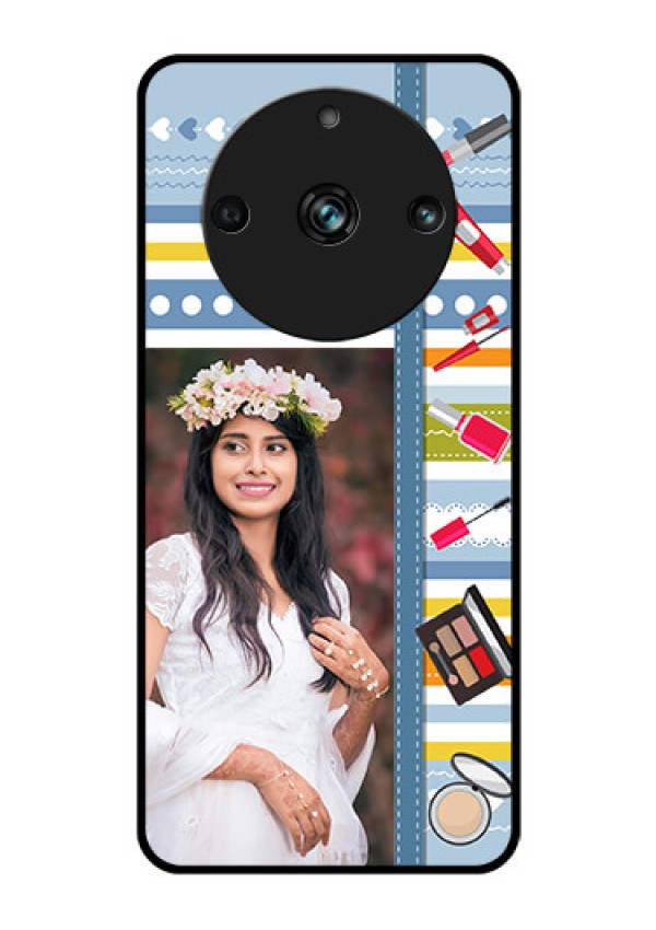 Realme 11 Pro 5G Personalized Glass Phone Case - Makeup Icons Design