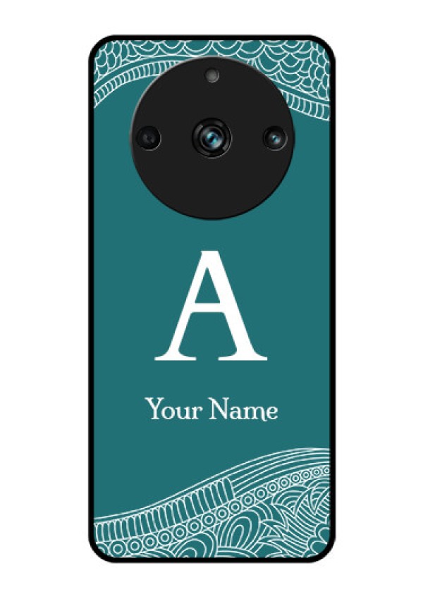 Realme 11 Pro Plus 5G Personalized Glass Phone Case - line art pattern with custom name Design