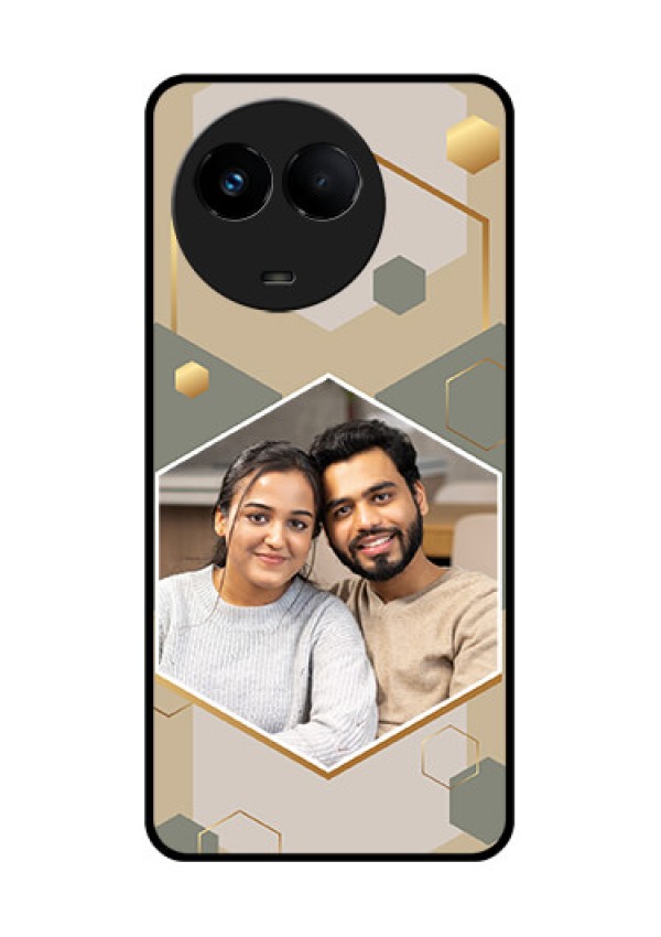Realme 11x 5G Photo Printing on Glass Case - Stylish Hexagon Pattern Design