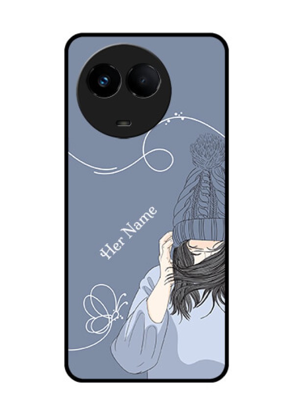 Realme 11x 5G Custom Glass Mobile Case - Girl in winter outfit Design
