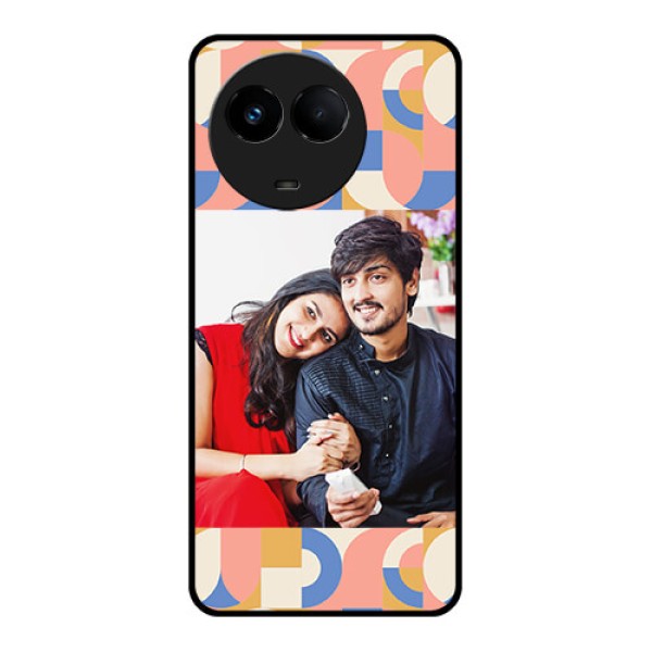 Realme 11x 5G Photo Printing on Glass Case - Semi-circle Maze Pattern Design
