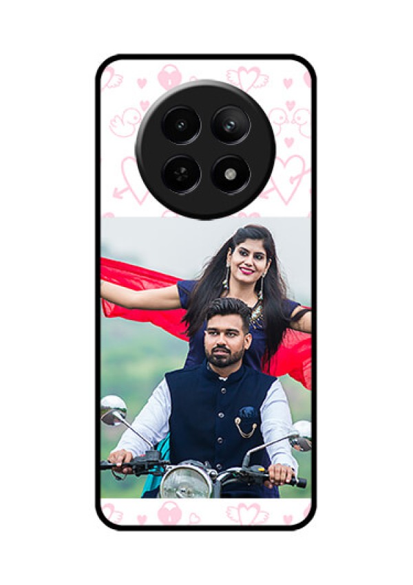 Realme 12 5G Custom Glass Phone Case - Pink Flying Heart Design