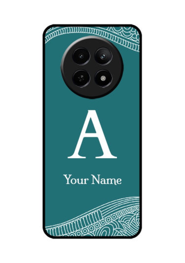Realme 12 5G Custom Glass Phone Case - Line Art Pattern With Custom Name Design