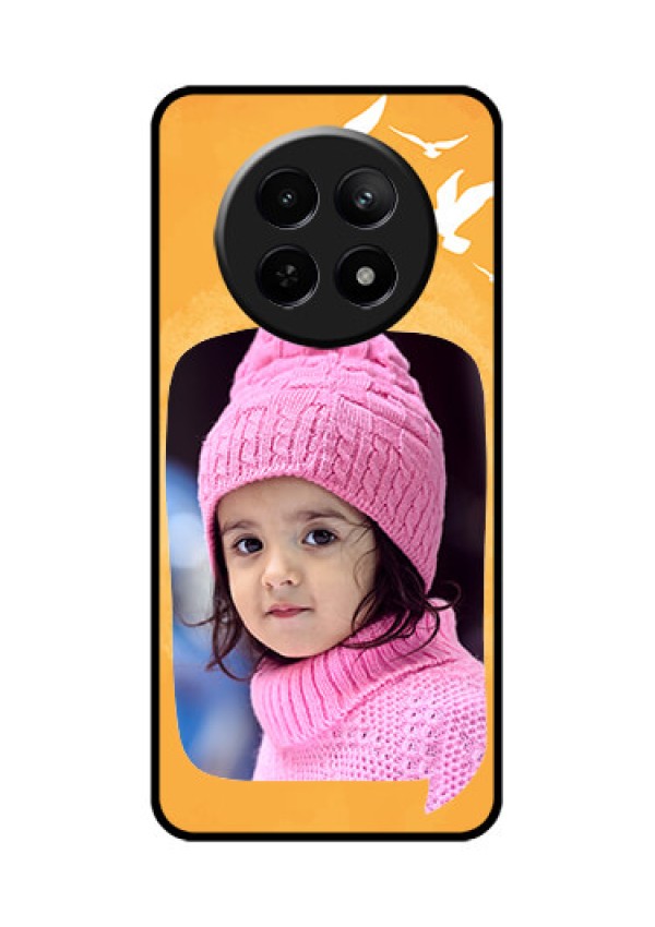 Realme 12X 5G Custom Glass Phone Case - Water Color Design With Bird Icons