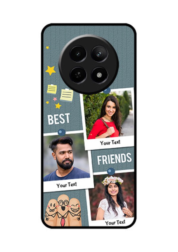 Realme 12X 5G Custom Glass Phone Case - Sticky Frames And Friendship Design