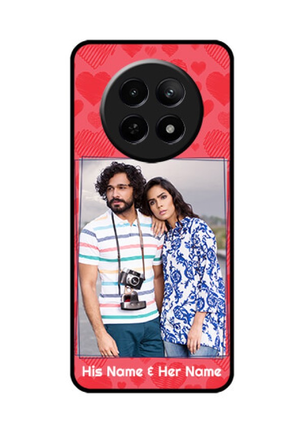 Realme 12X 5G Custom Glass Phone Case - With Red Heart Symbols Design