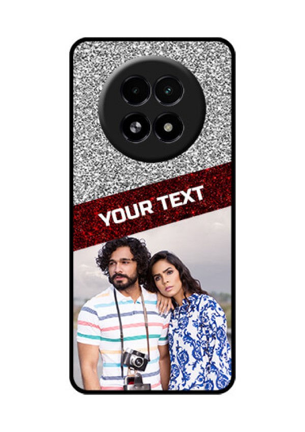 Realme 13 5G Custom Glass Phone Case - Image Holder With Glitter Strip Design