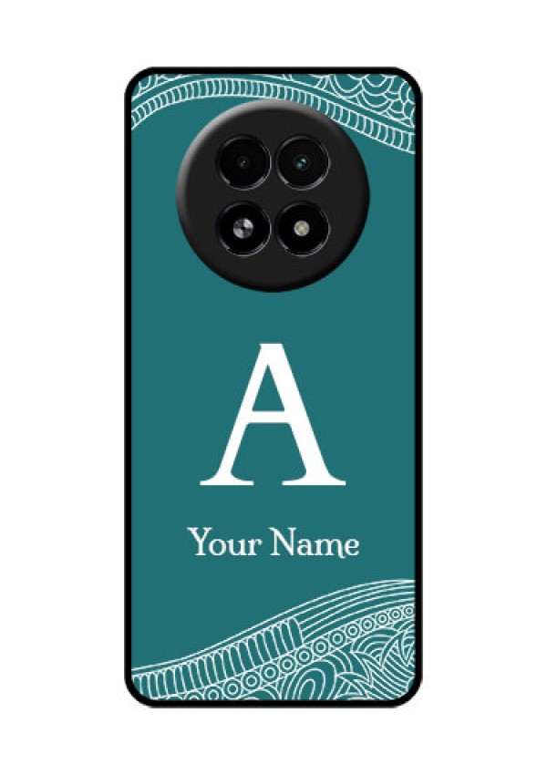 Realme 13 5G Custom Glass Phone Case - Line Art Pattern With Custom Name Design