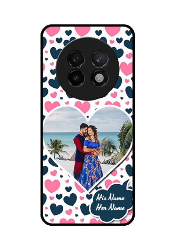 Realme 13 Plus 5G Custom Glass Phone CasePink and Blue Heart Design