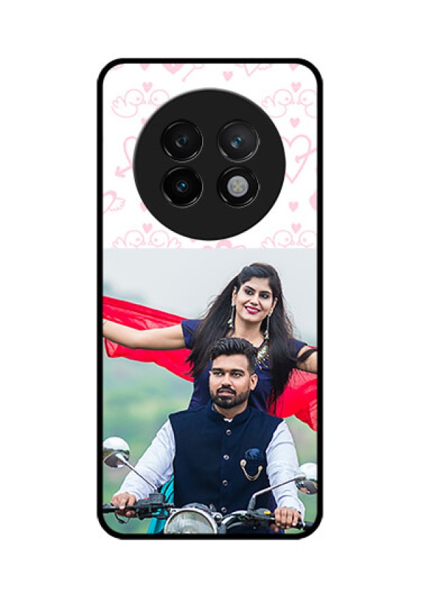 Realme 13 Plus 5G Custom Glass Phone CasePink Flying Heart Design