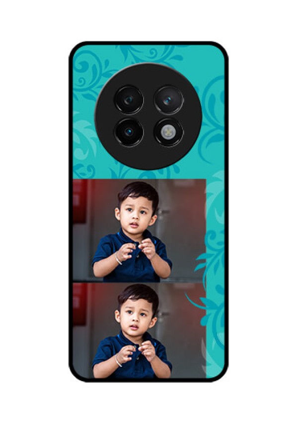 Realme 13 Plus 5G Custom Glass Phone CaseWith Photo And Green Floral Design