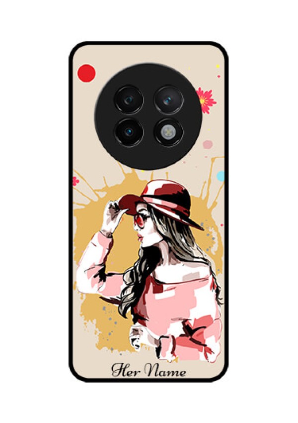 Realme 13 Plus 5G Custom Glass Phone CaseWomen With Pink Hat Design