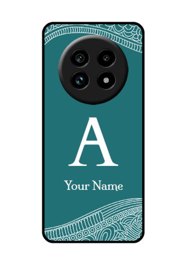 Realme 13 Pro 5G Custom Glass Phone Case - Line Art Pattern With Custom Name Design