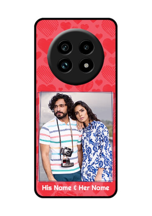 Realme 13 Pro Plus 5G Custom Glass Phone Case - With Red Heart Symbols Design