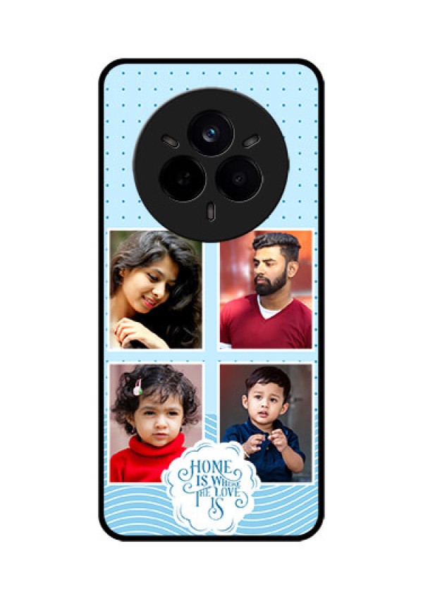 Realme 14 Pro 5G Custom Glass Phone CaseCute Love Quote With 4 Pic Upload Design