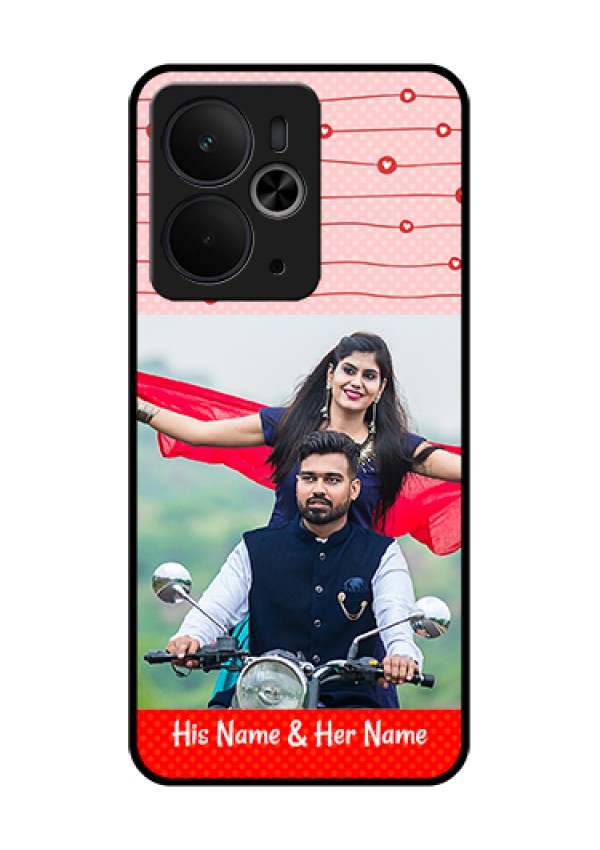 Realme 14T 5G Custom Glass Phone Case - Red Pattern Case Design