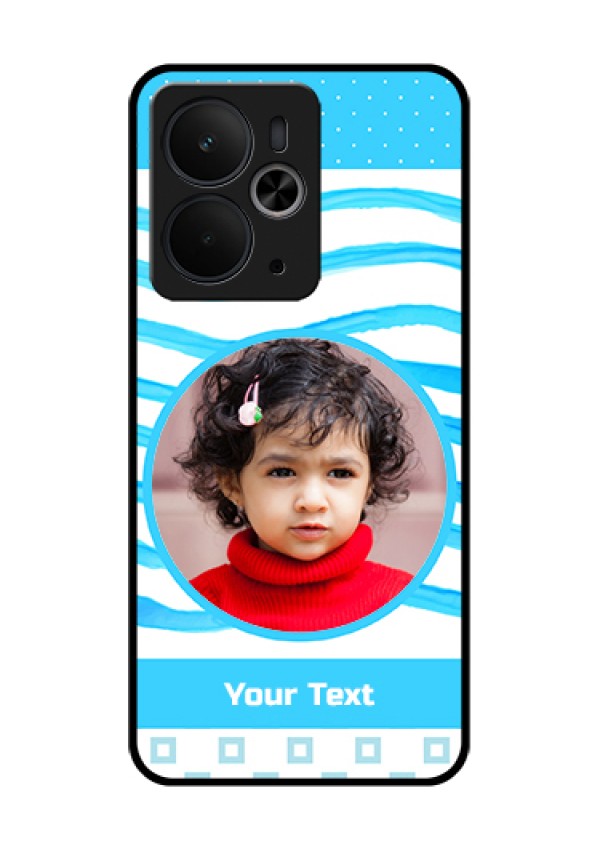 Realme 14T 5G Custom Glass Phone Case - Simple Blue Case Design