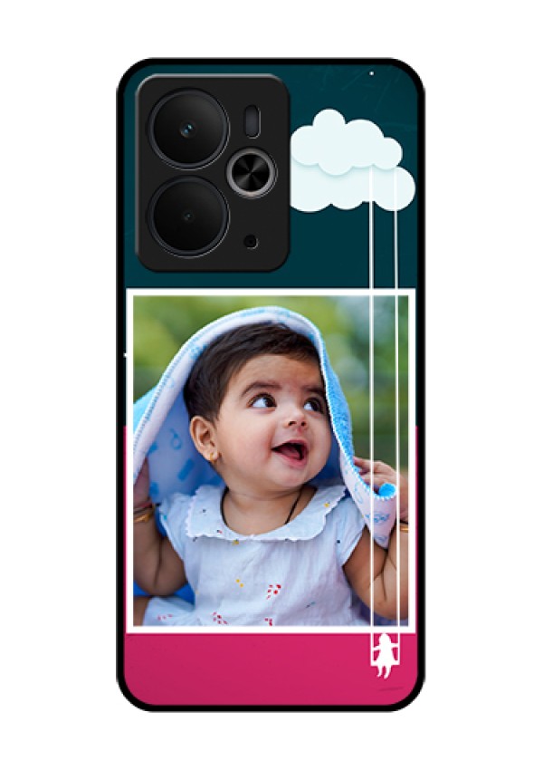 Realme 14T 5G Custom Glass Phone Case - Cute Girl With Cloud Design