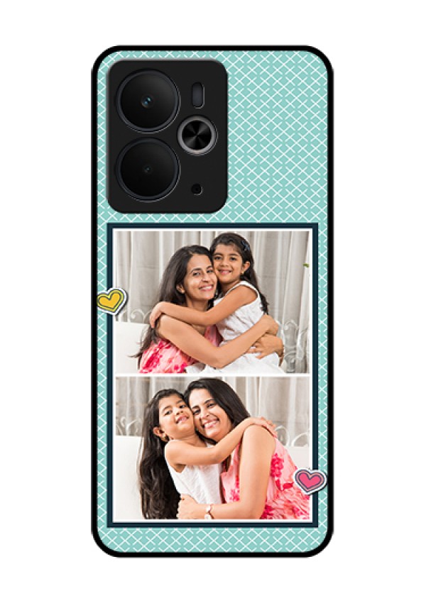 Realme 14T 5G Custom Glass Phone Case - 2 Image Holder With Pattern Design