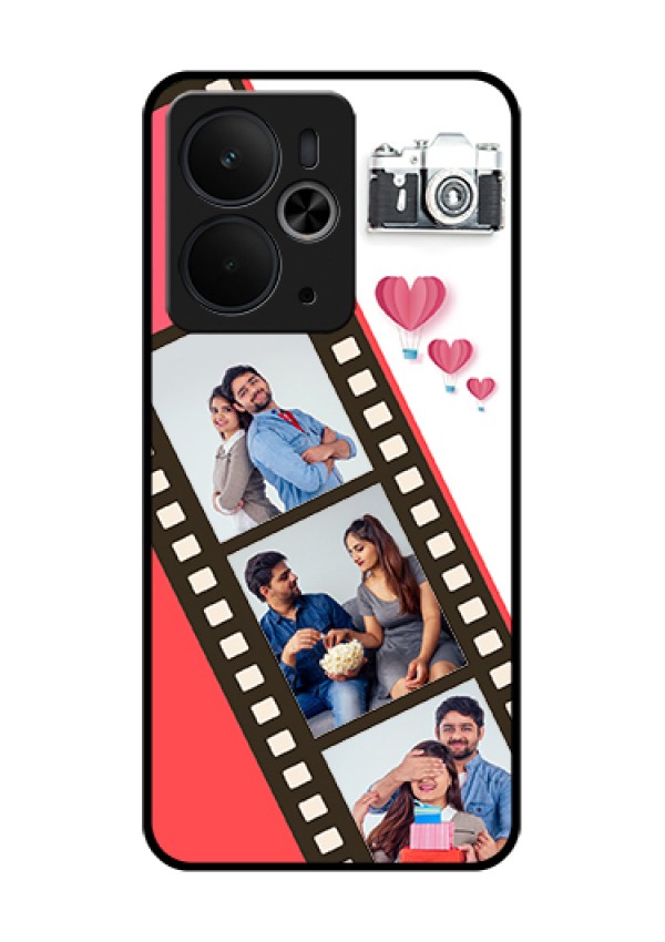 Realme 14T 5G Custom Glass Phone Case - 3 Image Holder With Film Reel