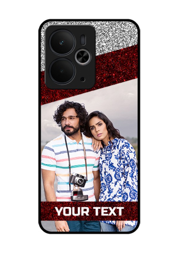 Realme 14T 5G Custom Glass Phone Case - Image Holder With Glitter Strip Design
