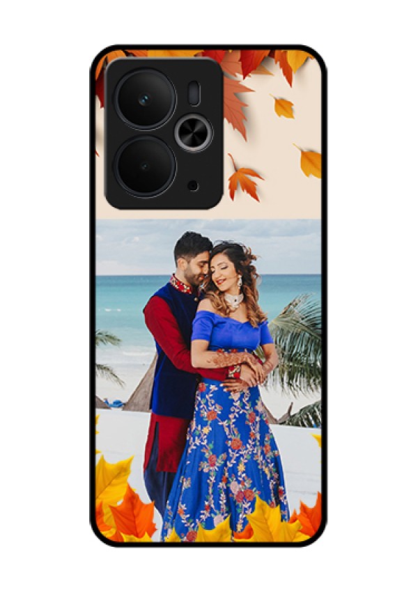 Realme 14T 5G Custom Glass Phone Case - Autumn Maple Leaves Design
