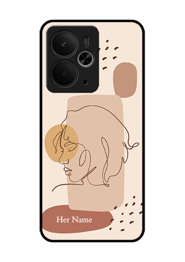 Realme 14T 5G Custom Glass Phone Case - Calm Woman Line Art Design