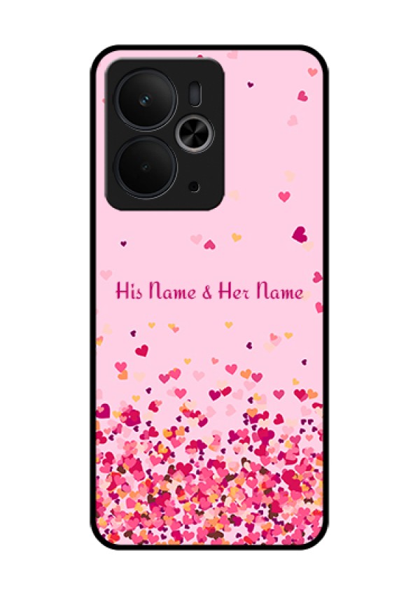 Realme 14T 5G Custom Glass Phone Case - Floating Hearts Design