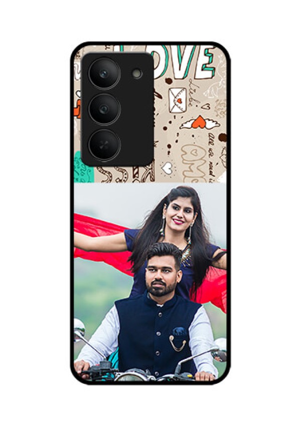 Realme 14x 5G Custom Glass Phone CaseLove Doodle Pattern
