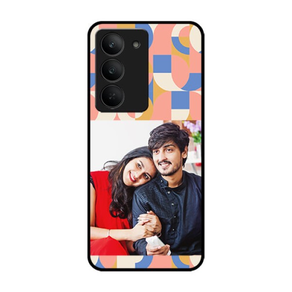 Realme 14x 5G Custom Glass Phone CaseSemi - Circle Maze Pattern Design