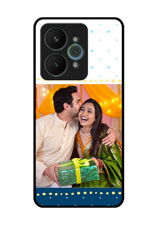 Realme 15 5G Custom Glass Phone Case - White And Blue Abstract Design