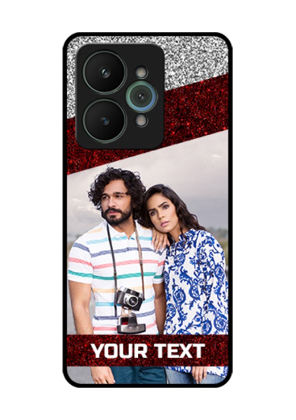 Realme 15 5G Custom Glass Phone Case - Image Holder With Glitter Strip Design