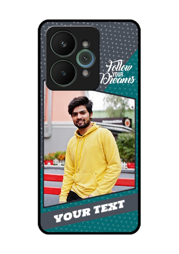 Realme 15 5G Custom Glass Phone Case - Background Pattern Design With Quote
