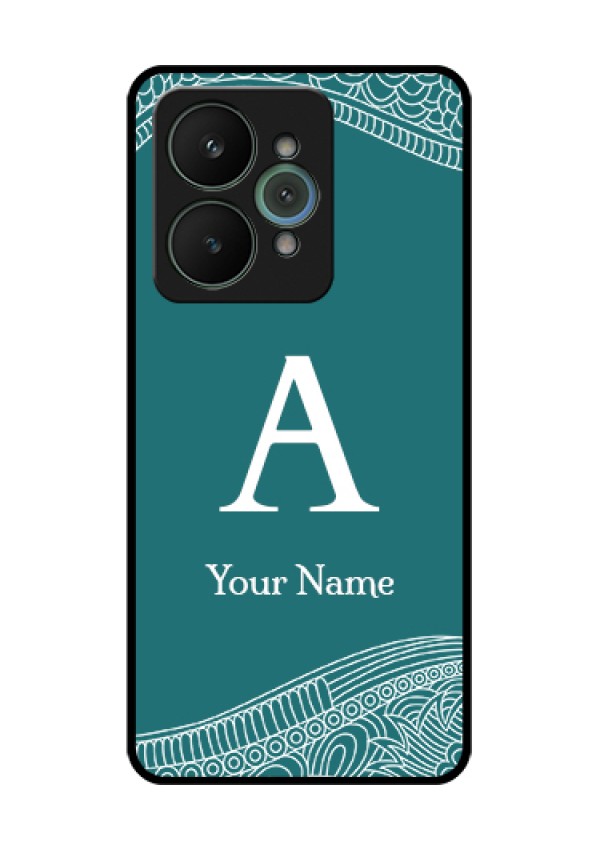 Realme 15 5G Custom Glass Phone Case - Line Art Pattern With Custom Name Design