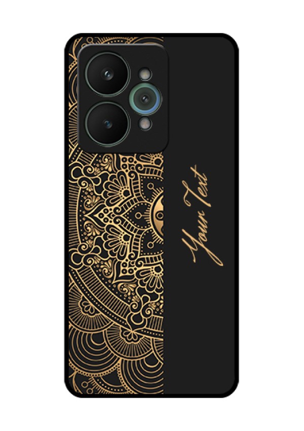 Realme 15 5G Custom Glass Phone Case - Mandala Art With Custom Text Design