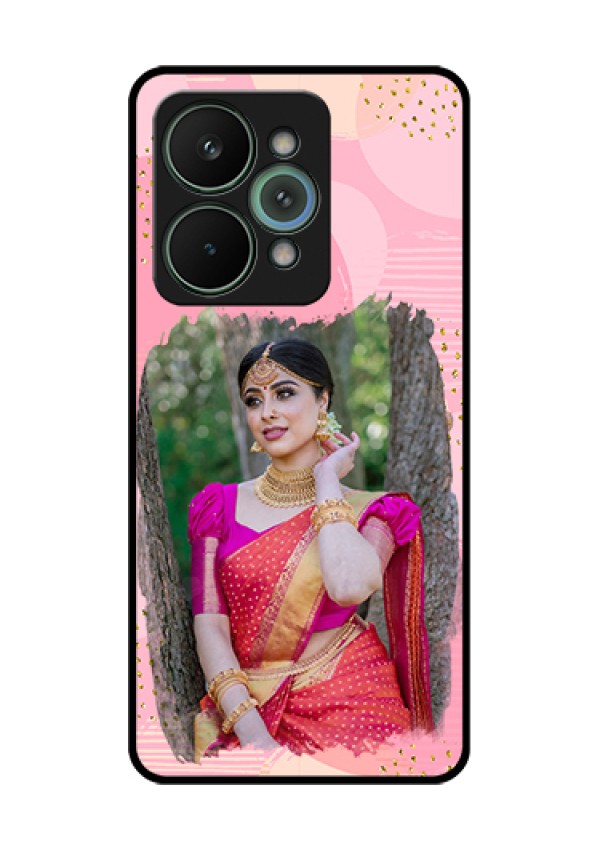 Realme 15 Pro 5G Custom Glass Phone Case - Gold Glitter Splash Design