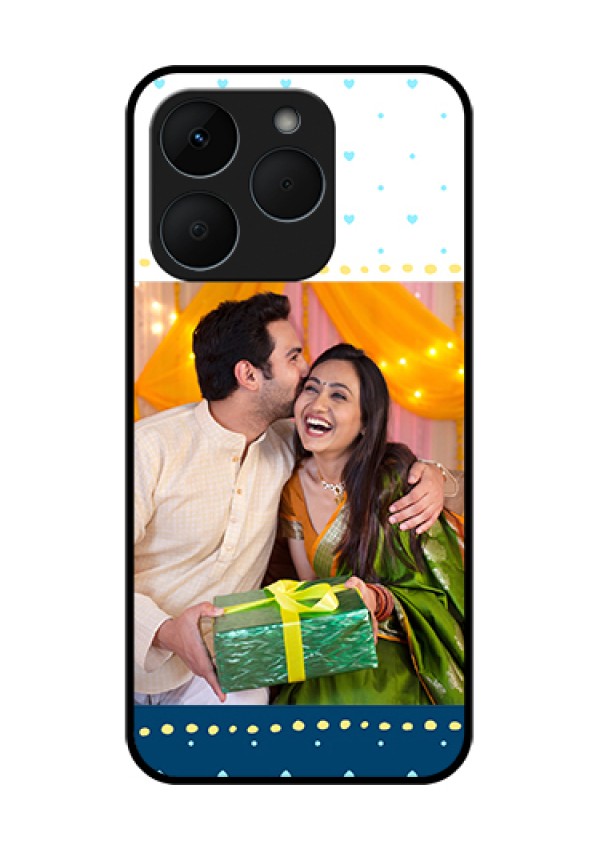 Realme 15T 5G Custom Glass Phone Case - White And Blue Abstract Design