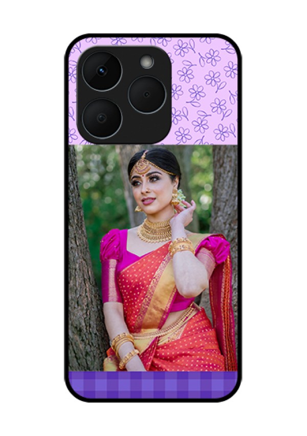 Realme 15T 5G Custom Glass Phone Case - Purple Floral Design
