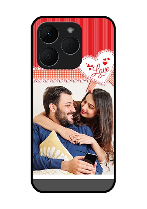 Realme 15T 5G Custom Glass Phone Case - Red Love Pattern Design