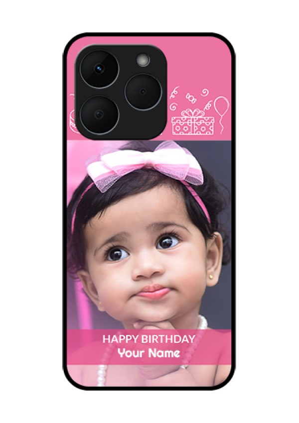 Realme 15T 5G Custom Glass Phone Case - With Birthday Line Art Design