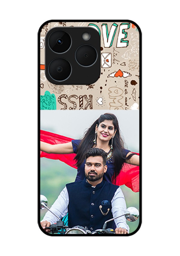Realme 15T 5G Custom Glass Phone Case - Love Doodle Pattern